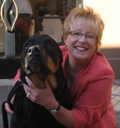 Pam Gaber (president & founder) with the guest of honor, Harley